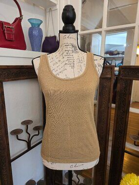 Vintage 90s Ralph Lauren Gold Knit Metallic Tank, Sz PM
